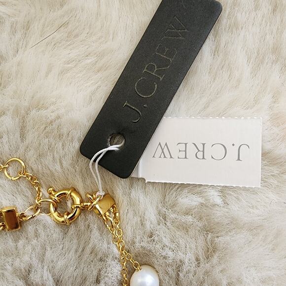 NEW J. Crew Layered Fresh Water Pearl Necklace Gold Chain - Picture 4 of 10